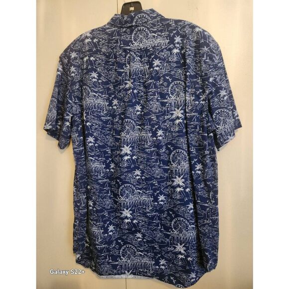 M24 Old Navy classic slim fit button shirt, navy circus carnival print Men's L - Picture 6 of 9